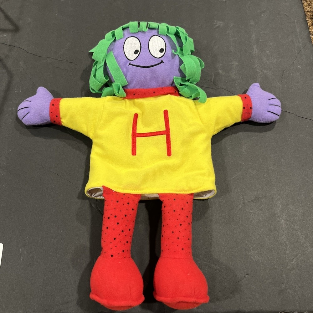Vintage The Letter People Hand Puppet Plush Mr. H Happy Hair Abrams Learning